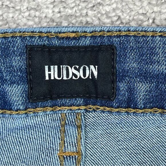 HUDSON Heidi Jeans Women’s 32X30 Blue Flare High Rise Distressed Stretch Denim - Picture 5 of 13